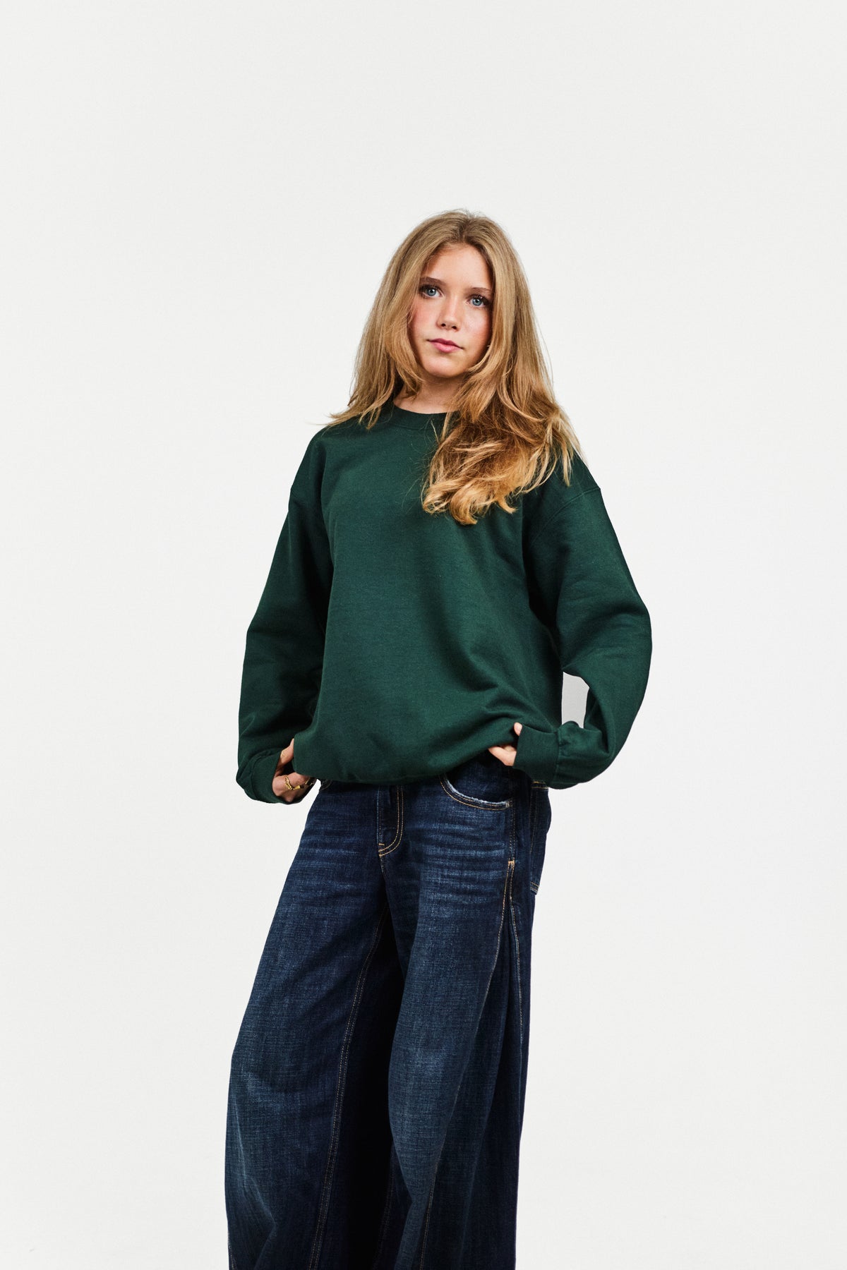BLANK SWEATSHIRT MØRKEGRØN