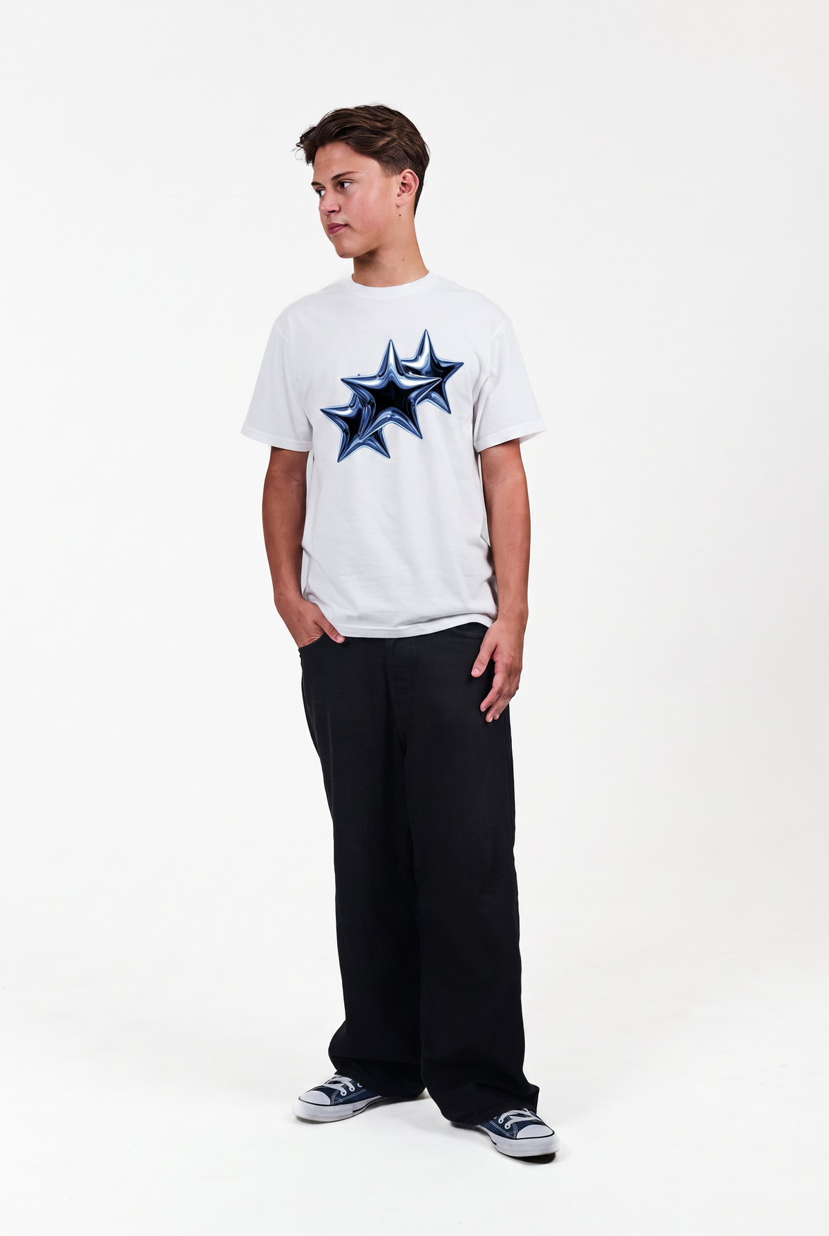 STARS TEE HVID
