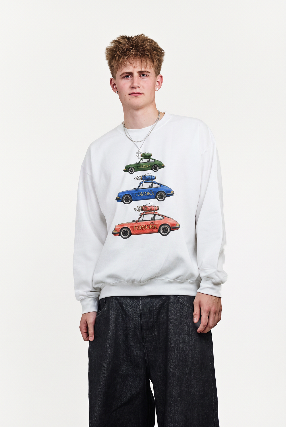 SPORTSCARS SWEATSHIRT HVID